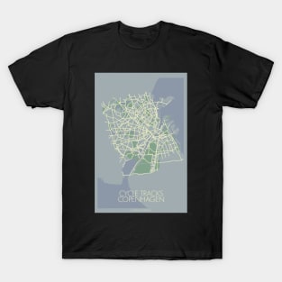 Cycle Tracks - Copenhagen - Blue (with map) T-Shirt